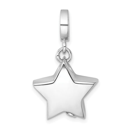 Sterling Silver Rhodium-plated Polished Star Ash Holder Bead Pendant