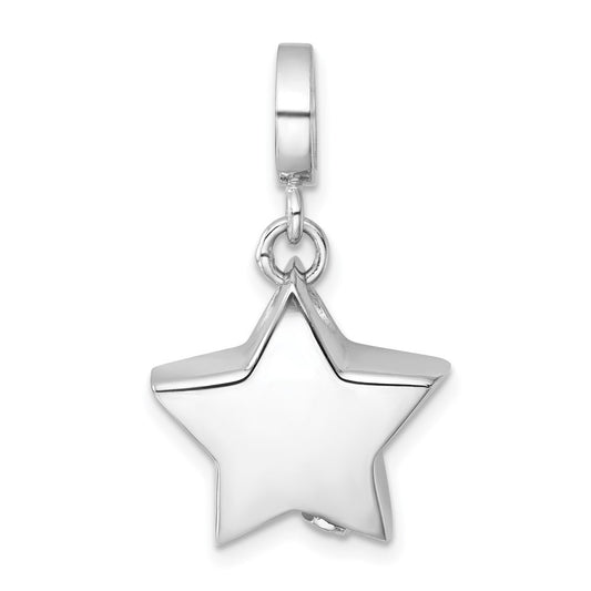 Sterling Silver Rhodium-plated Polished Star Ash Holder Bead Pendant