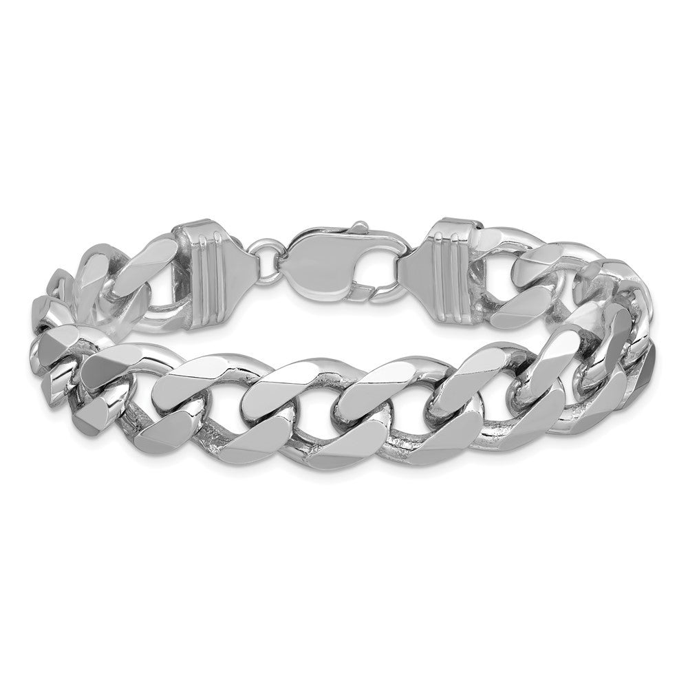 Sterling Silver Rhodium-plated 13mm Curb Chain Bracelet