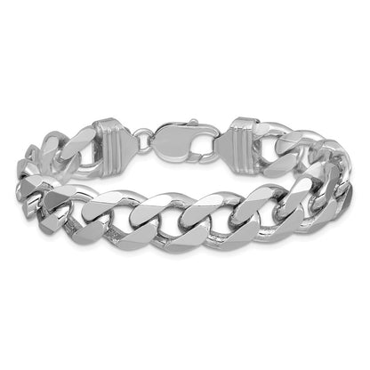 Sterling Silver Rhodium-plated 13mm Curb Chain Bracelet
