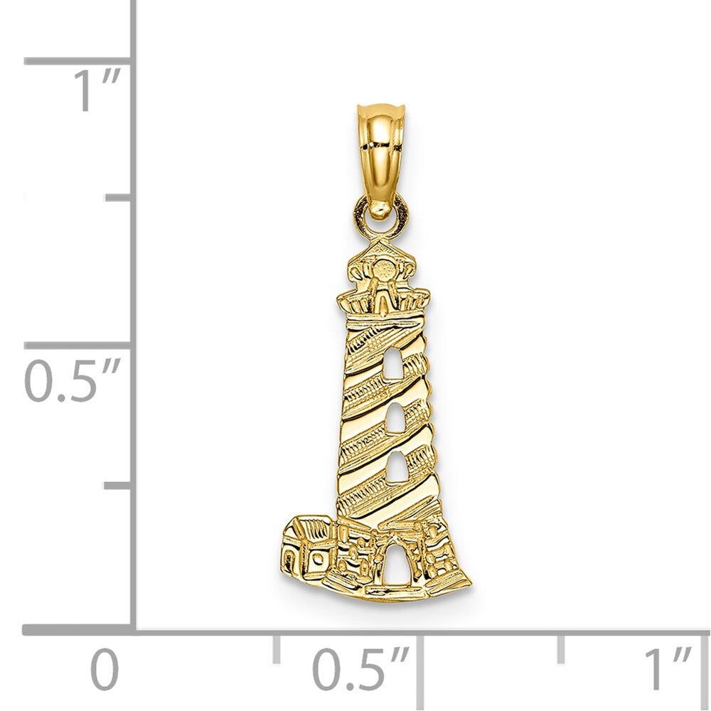 14k Yellow Gold Lighthouse Charm Pendant for Women