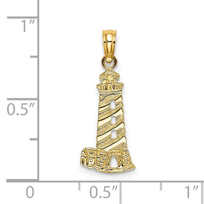 14k Yellow Gold Lighthouse Charm Pendant for Women