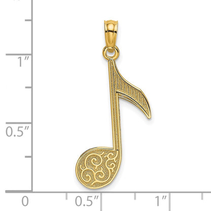14k Yellow Gold Music Note Charm