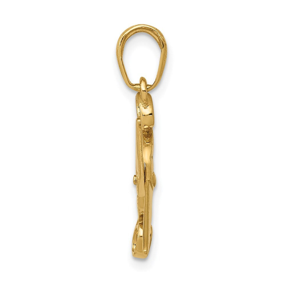 14k Yellow Gold 3-D Moveable Scissors Pendant for Women