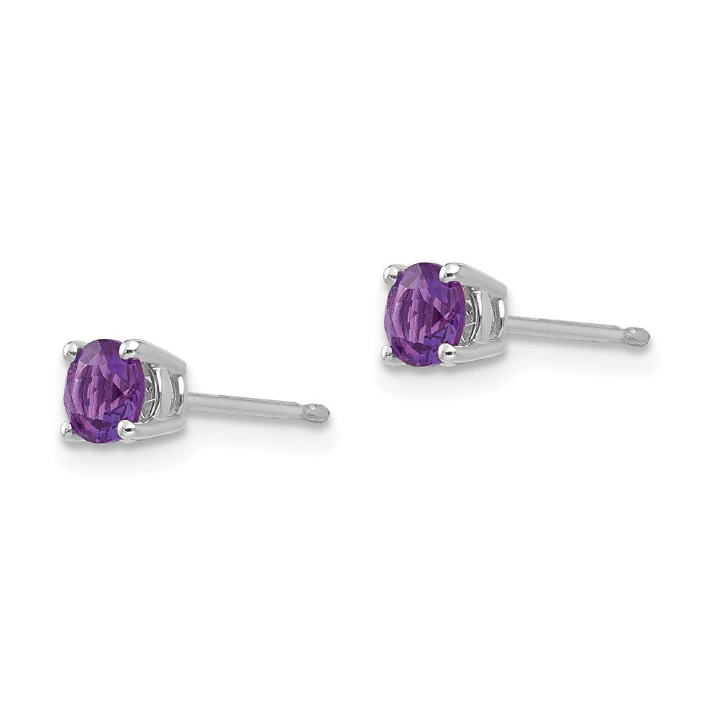 14k White Gold 4mm Amethyst Stud Earrings Gift for Women
