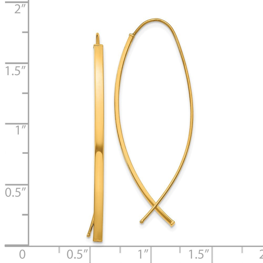 14k Yellow Gold 1.75mm Square Tube Wire Threader Earrings