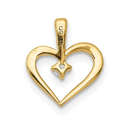 14k Yellow Gold AA .02ct. Diamond Heart Pendant for Women