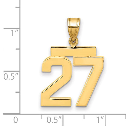 14k Yellow Gold Medium Polished Number 27 Charm Pendant for Women