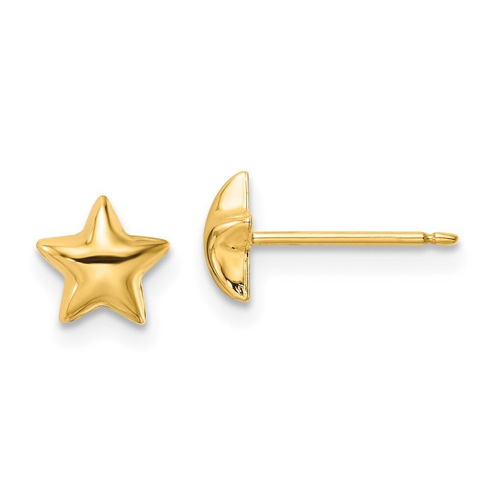 14k Yellow Gold Polished Star Stud Earrings Gift for Women