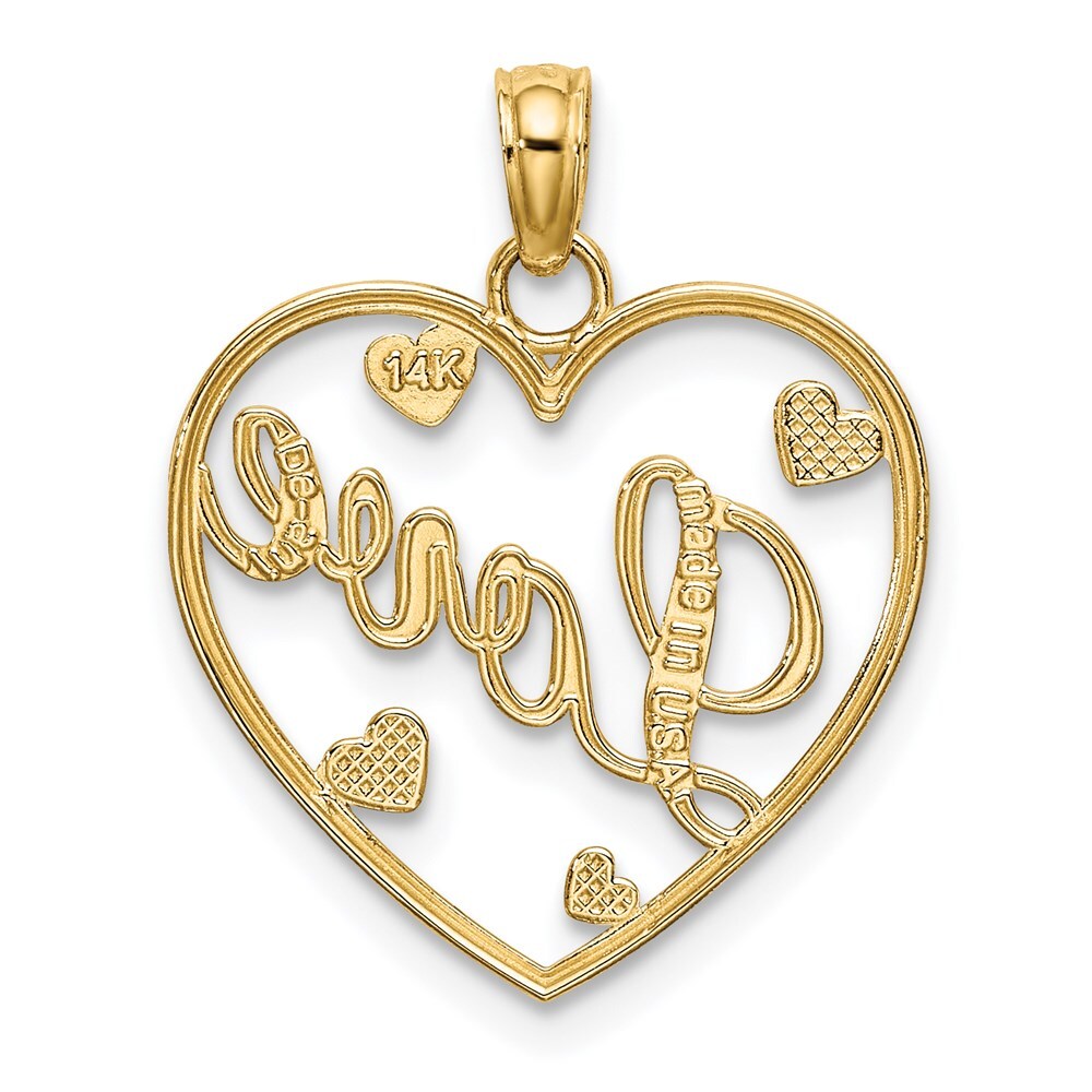 14k Yellow Gold Rhodium LOVE Hearts Pendant for Women