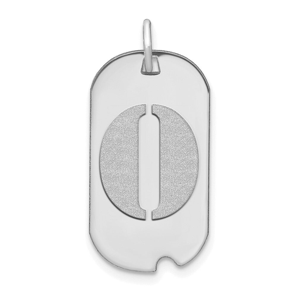 14k White Gold Polished Letter O Initial Dog Tag Pendant for Women