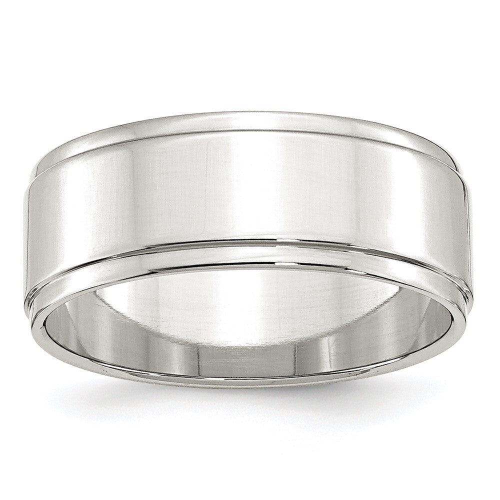 Sterling Silver 8mm Flat with Step Edge Size 7 Band Ring