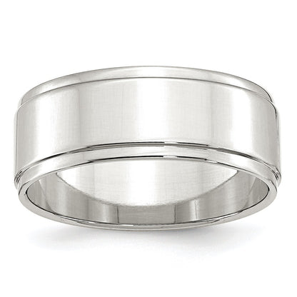 Sterling Silver 8mm Flat with Step Edge Size 7 Band Ring