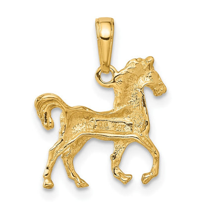 14k Yellow Gold Standing Horse Pendant for Women