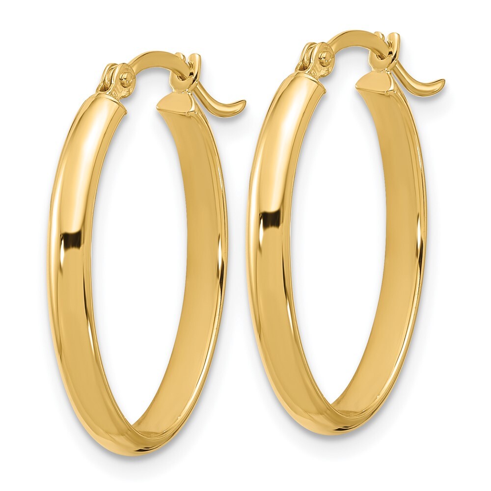 14k Yellow Gold Oval Hoop Earrings Gift for Women