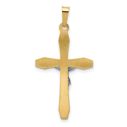 14k Two-tone Gold Polished INRI Crucifix Pendant for Women