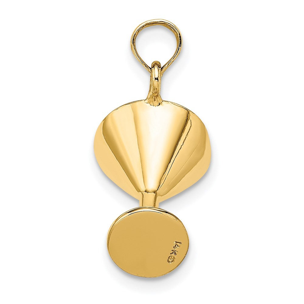 14k Yellow Gold 3-D Green Enamel  Martini w/Cherry Charm