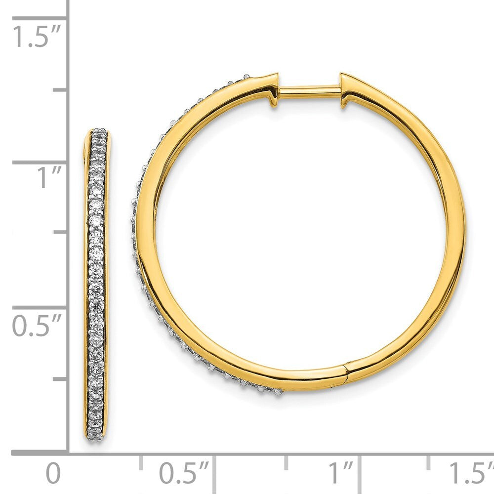 14k Yellow Gold Diamond Hinged Hoop Earrings