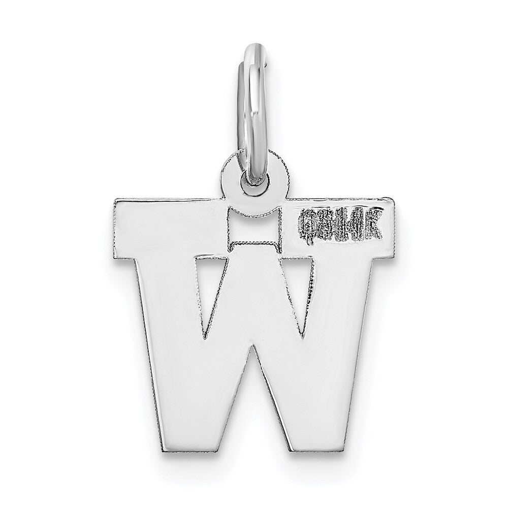 14k White Gold Small Block Letter W Initial Charm Pendant for Women