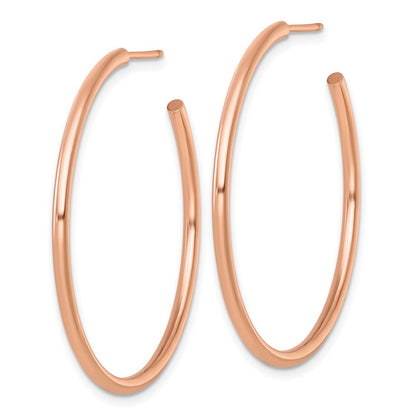 14k Rose Gold Polished 2 x 40mm Tube C-Hoop Earrings