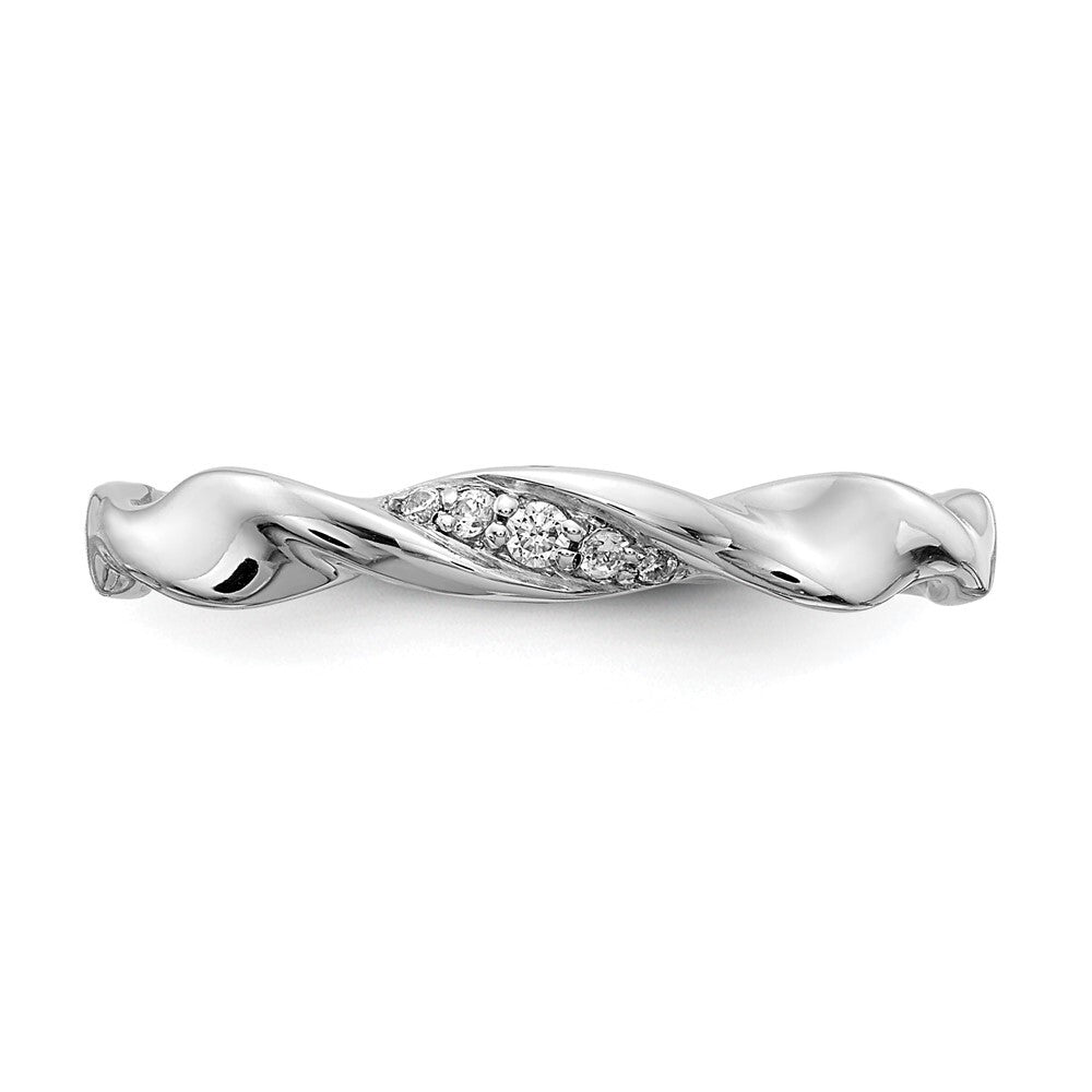14k White Gold Diamond Fancy Twist Ring Size 7