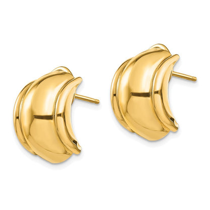 14k Yellow Gold Polished Fancy Omega Back Stud Earrings