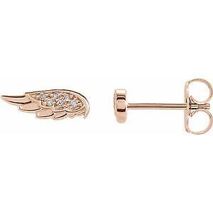 14k Rose Gold .03 CTW Natural Diamond Angel Wing Stud Earrings for Women