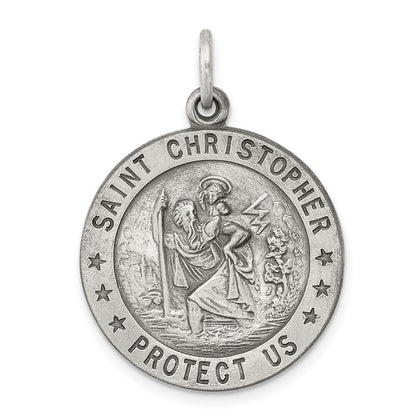 Sterling Silver Antiqued St. Christopher Medal Pendant