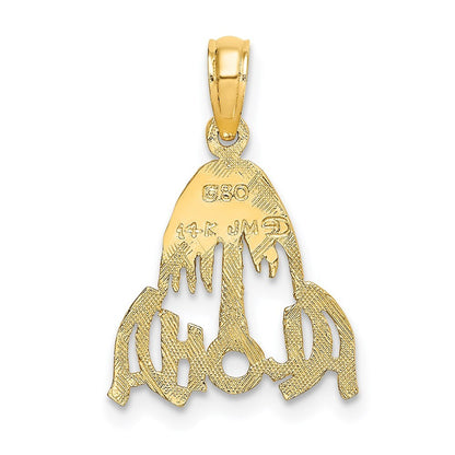 14k Yellow Gold ALOHA Palm Tree Charm Pendant for Women