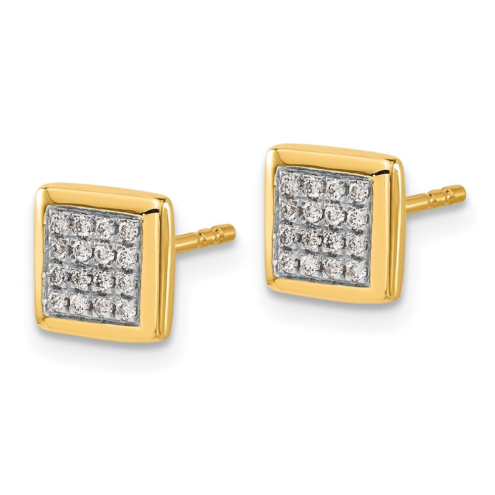 14k Yellow Gold Diamond Stud Earrings