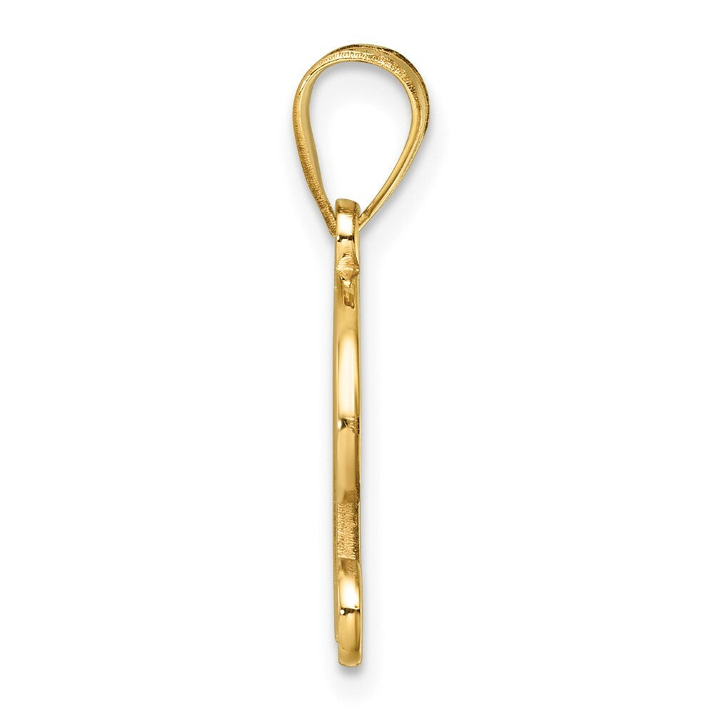 14k Yellow Gold Script Letter D Initial Pendant for Women
