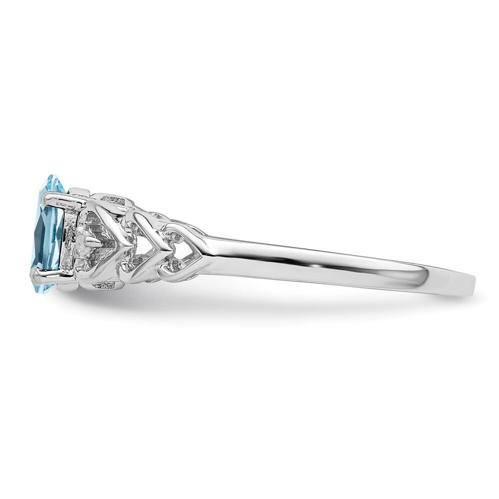 Sterling Silver Rhodium-plate Swiss Blue Topaz & Diamond Ring