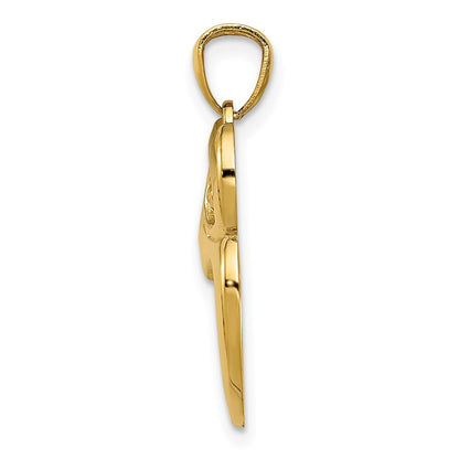 14k Yellow Gold Gold Polished Cut-out Owl Pendant for Women