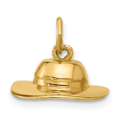 14k Yellow Gold Sun Hat Charm Pendant for Women