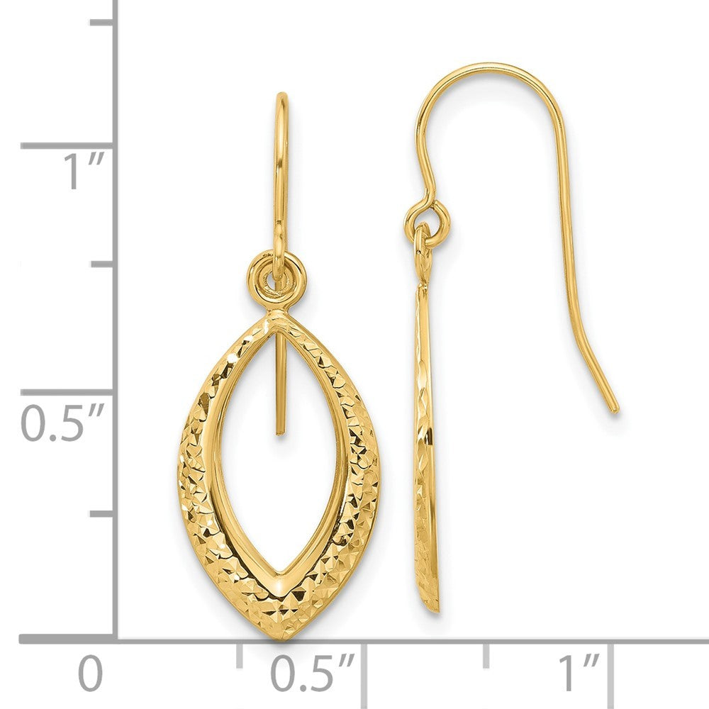 14k Yellow Gold Diamond Cut Dangle Earrings