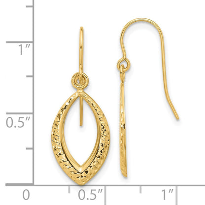 14k Yellow Gold Diamond Cut Dangle Earrings
