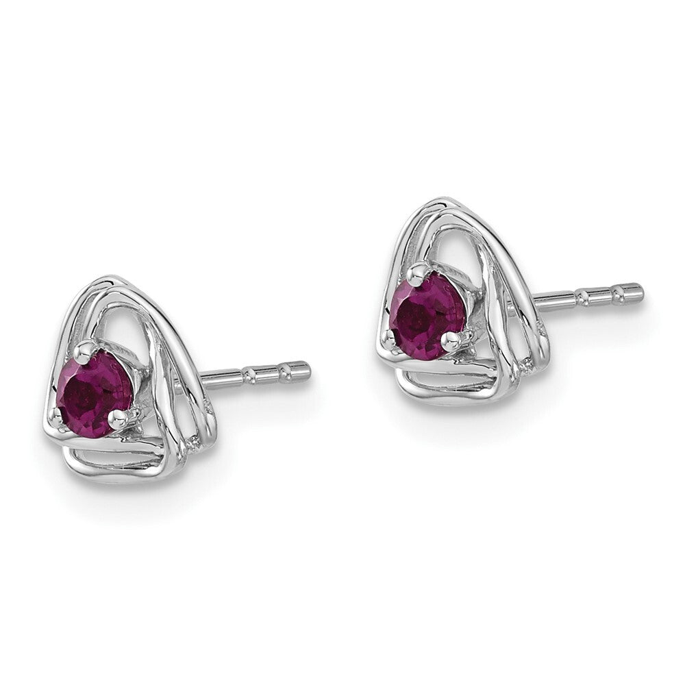 14k White Gold Rhodolite Garnet Stud Earrings Gift for Women