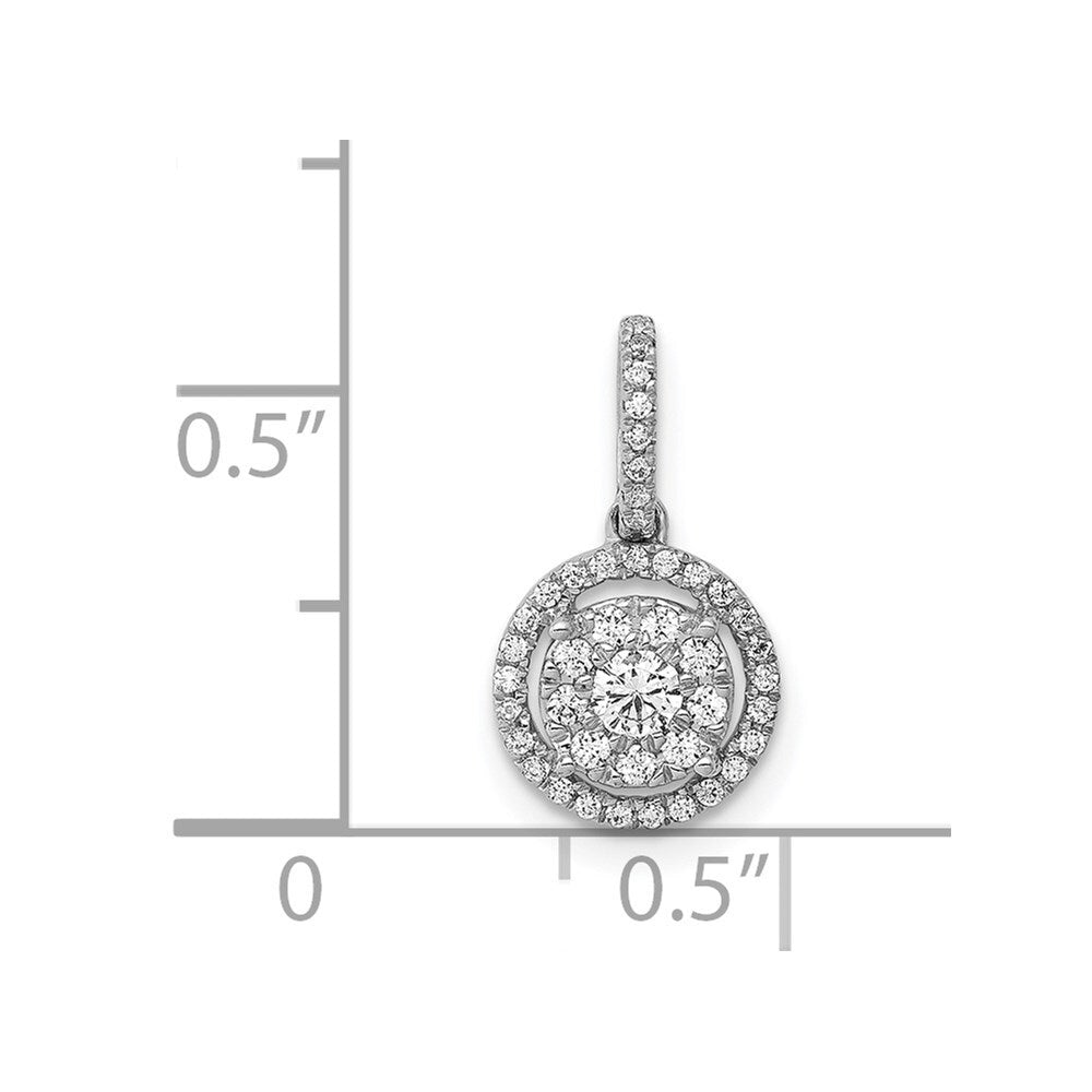 14k White Gold 1/4ct. Diamond Round Halo Cluster Pendant for Women