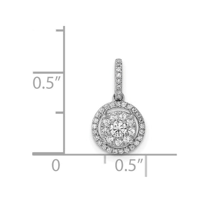 14k White Gold 1/4ct. Diamond Round Halo Cluster Pendant for Women