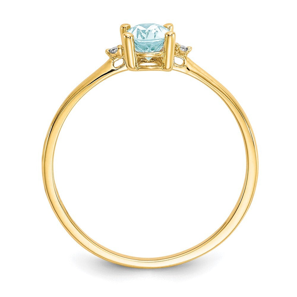 14K Yellow Gold Diamond & Aquamarine Birthstone Ring
