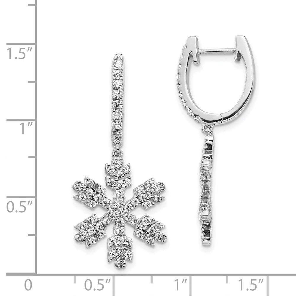 14k White Gold Diamond Snowflake Drop & Dangle Earrings