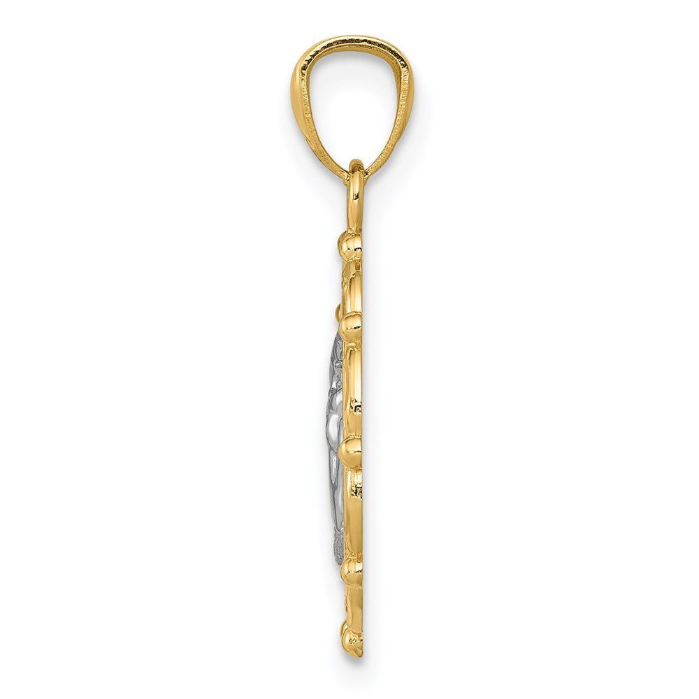 14k Yellow Gold w Rhodium Angel Pendant