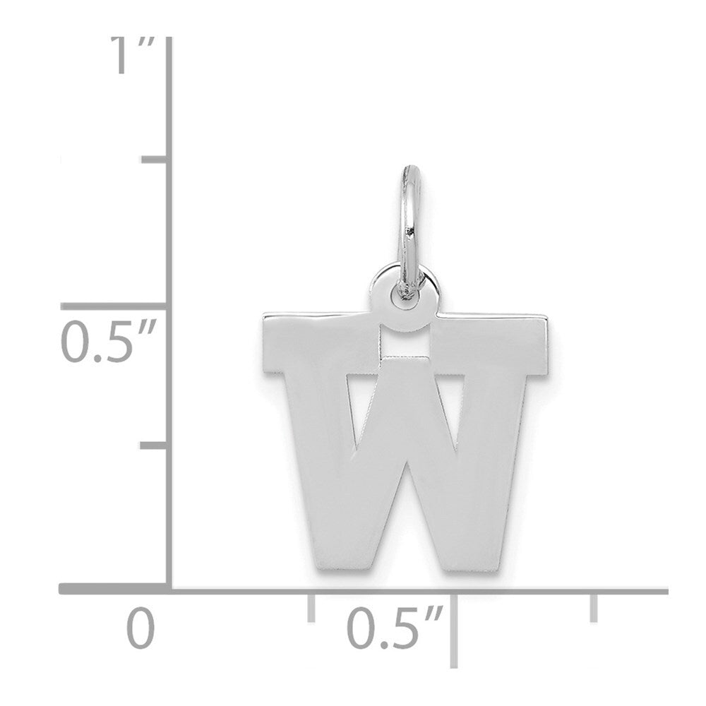 14k White Gold Small Block Letter W Initial Charm Pendant for Women