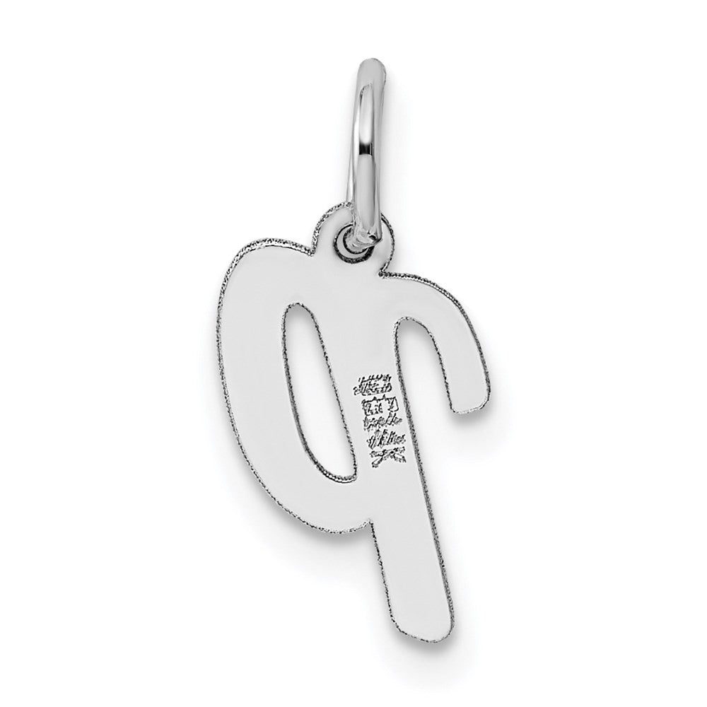 14k White Gold Small Script Letter P Initial Charm Pendant