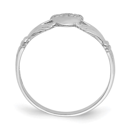 14k White Gold Polished Claddagh Ring Size 7