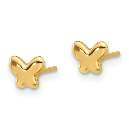 14k Yellow Gold Polished Butterfly Stud Earrings Gift for Women