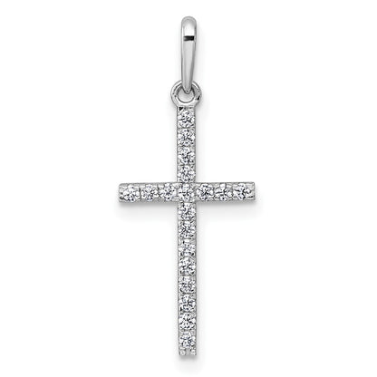 14k White Gold Polished Cubic Zirconia Cross Pendant