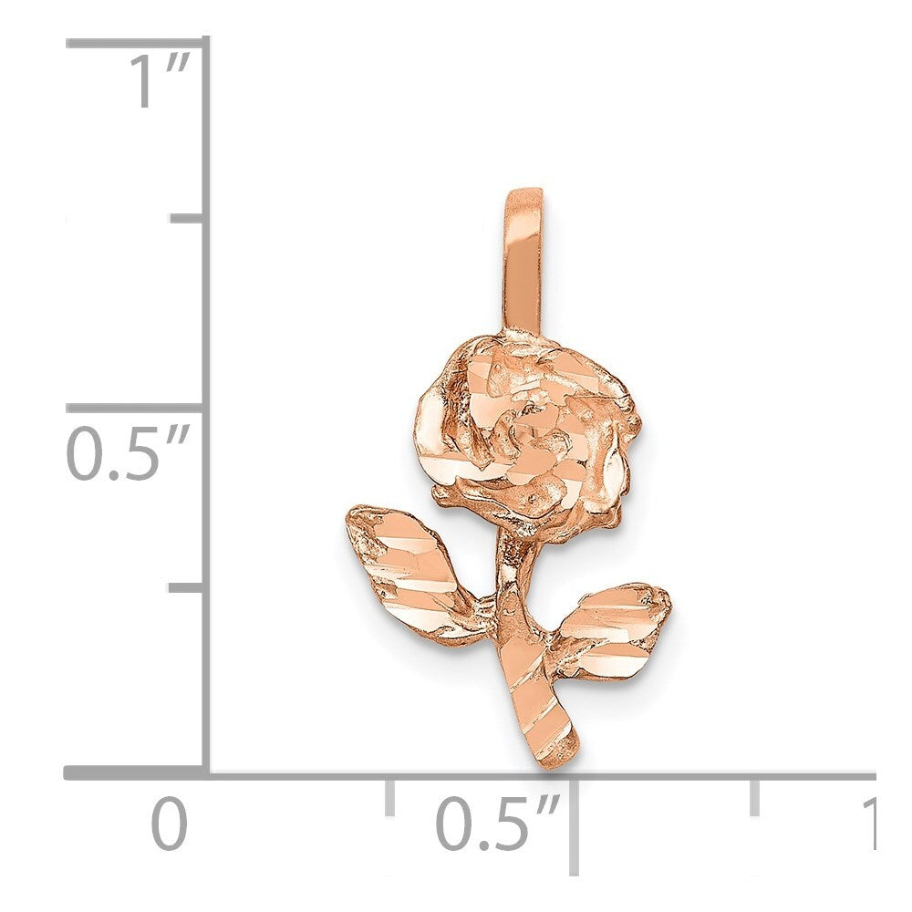 14k Rose Gold Rose-Gold Rose Charm Pendant for Women