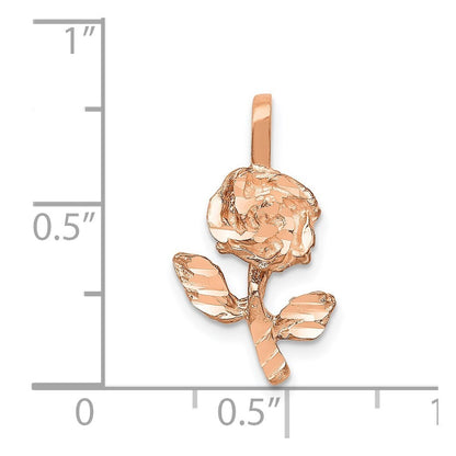 14k Rose Gold Rose-Gold Rose Charm Pendant for Women