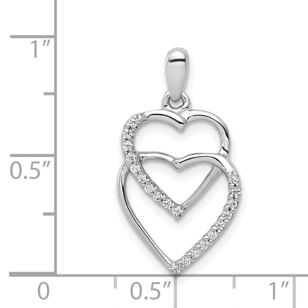 14k White Gold Diamond 1/10ct. Entwined Hearts Pendant for Women